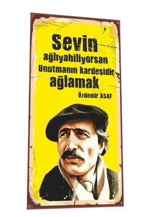 Özdemir Asaf Mini Retro Ahşap Poster 7229446468298