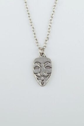 V For Vendetta Erkek Kadın Kolye Antik Gümüş Kaplama - 60 Cm Düz Zincir 1050