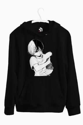 Todoroki With His Cat Anime Baskılı Kapşonlu Sweatshirt KS191916030122