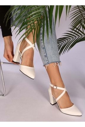 Kadın Krekka Beyaz Cilt Topuklu Ayakkabı AQL4020