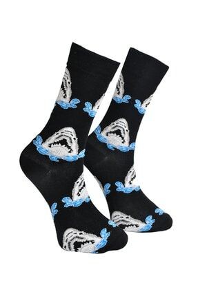 Köpek Balığı Desenli Siyah Çorap RICKS-KBD-L42