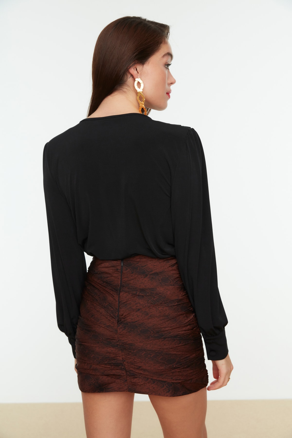 Trendyol Collection-Schwarzer Wickel-Strick-Body mit Druckknöpfen TPRSS21BD0029 7