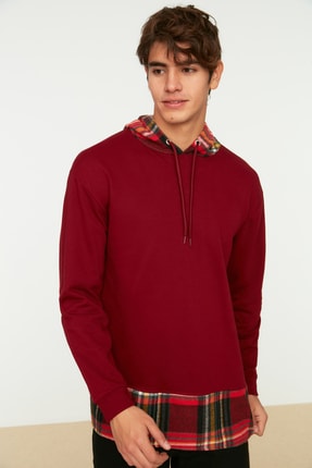 TRENDYOL MAN Bordo Erkek Regular Fit Sweatshirt TMNAW21SW0810