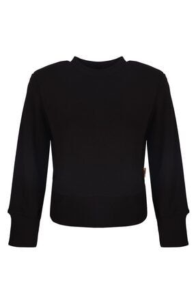 Oversize Vatkalı Siyah Sweatshirt YC550011MEK