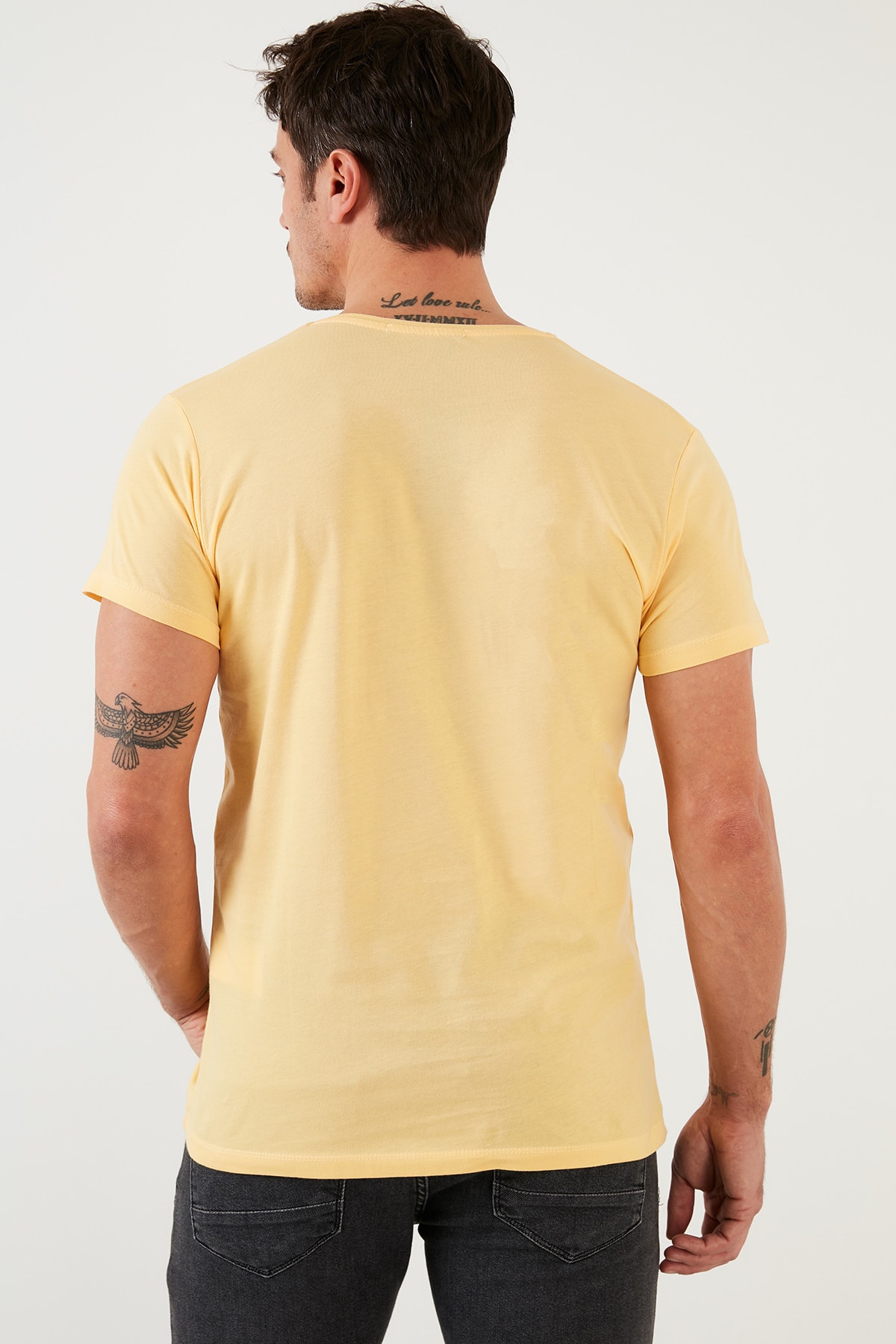 تیشرت مردانه زرد بوراتی | 541PERFECTWAVE اورجینال - تصویر 5