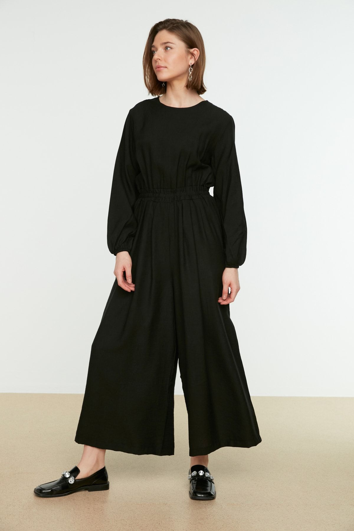 VOLT CLOTHİNG Women's Black Pocket Strap Casual Flowy Jumpsuit - Trendyol