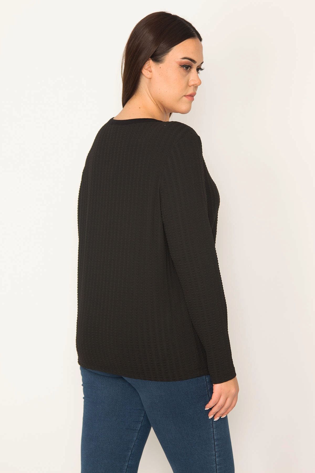 Şans Große Größen in Bluse Schwarz Relaxed Fit