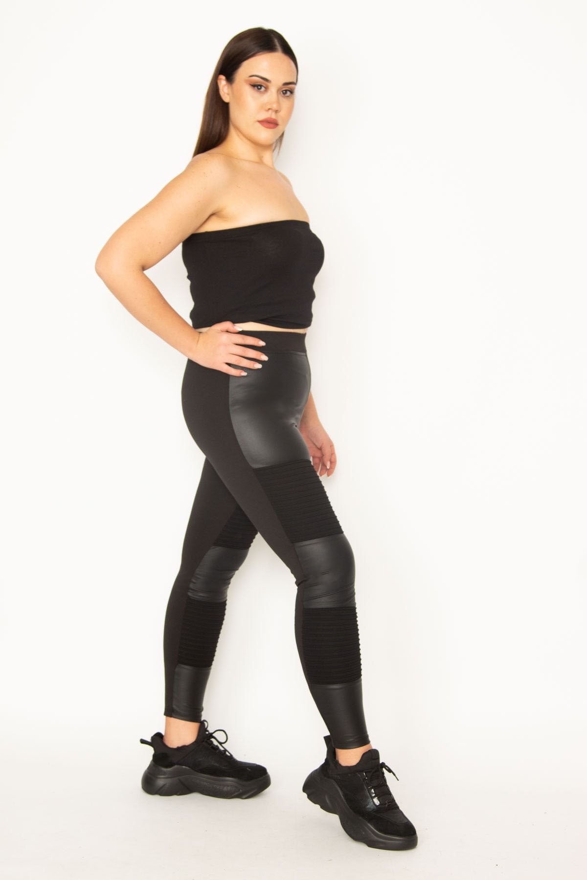 Black Mesh Panel Jersey Legging  Black mesh, Wet look leggings, Black faux  leather leggings