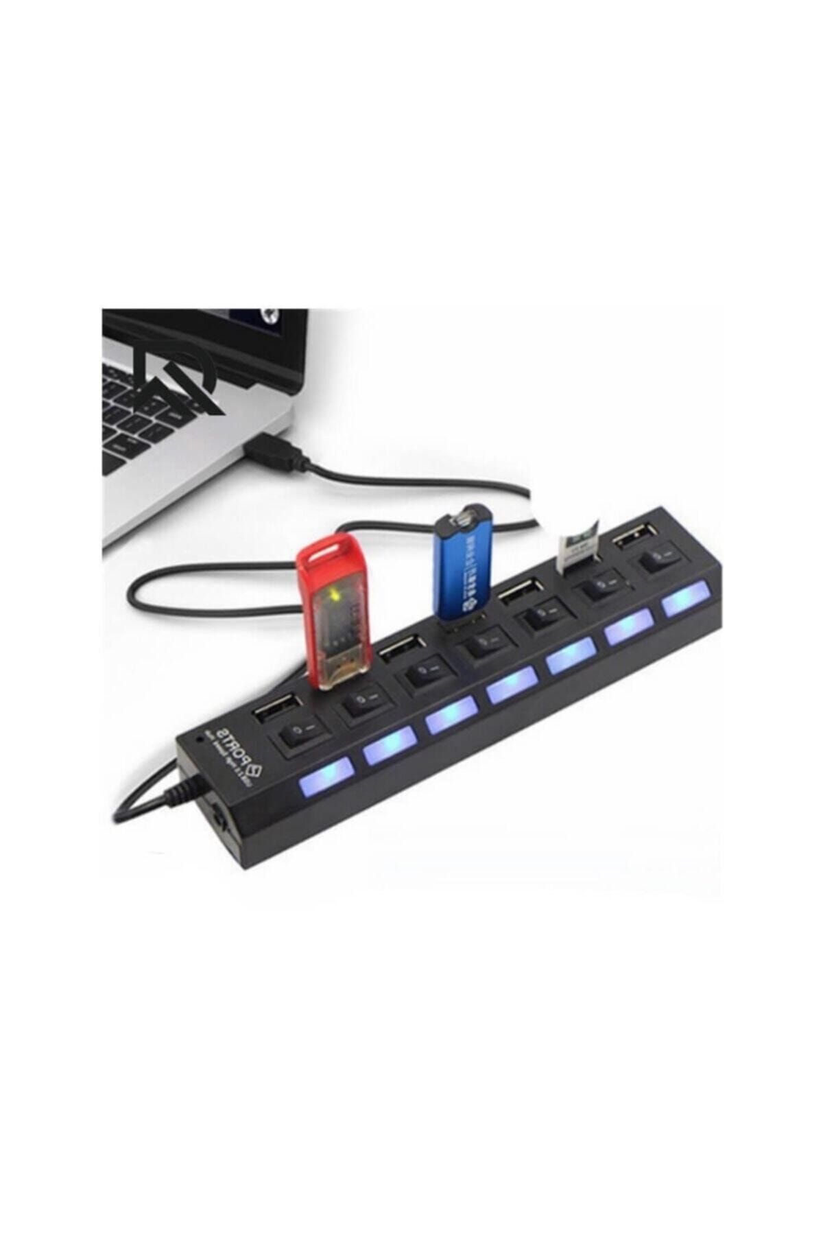 WOZLO-7 Port Usb Hub Multiplexer With On / Off Button Illuminated 7