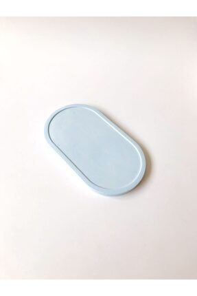 Dekoratif Oval Pastel Mavi Tabak Takı Tabağı Mum Tabağı Tütsülük Sabunluk tepsi