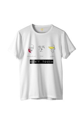 Don't Touch! Beyaz Özel Tasarım Oversize Tişört ZHP102