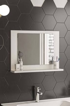 60x45 Beyaz Raflı Ayna Antre Hol Koridor Salon Mutfak Banyo Wc Ofis Çocuk Yatak Odası MDN-60x45