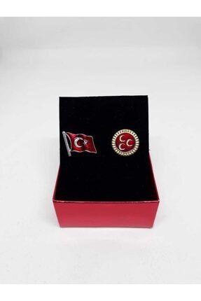 Ikili Dalgalı Türk Bayrağı ve Üç Hilal Yaka Rozeti asperas289