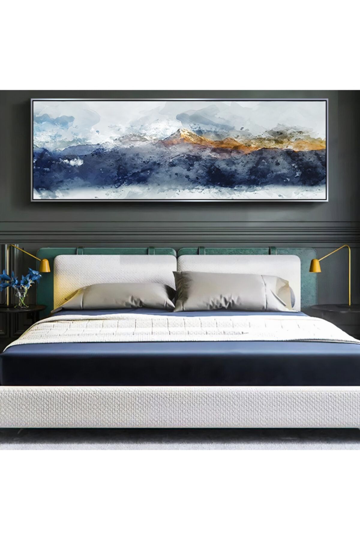 Markazip Gümüş Metal Çerçeveli Kanvas Tablo 50x120cm Kod: P066-g