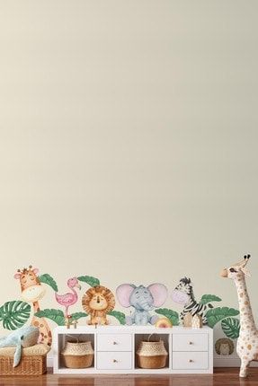 Yavru Hayvanlar Pastel Renkler Bebek Odası Duvar Sticker Seti 12785536