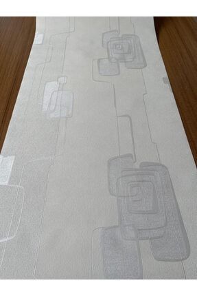Beyaz Üzeri Gri Geometrik Desenli Ithal Vinly Duvar Kağıdı (5m²) 51911