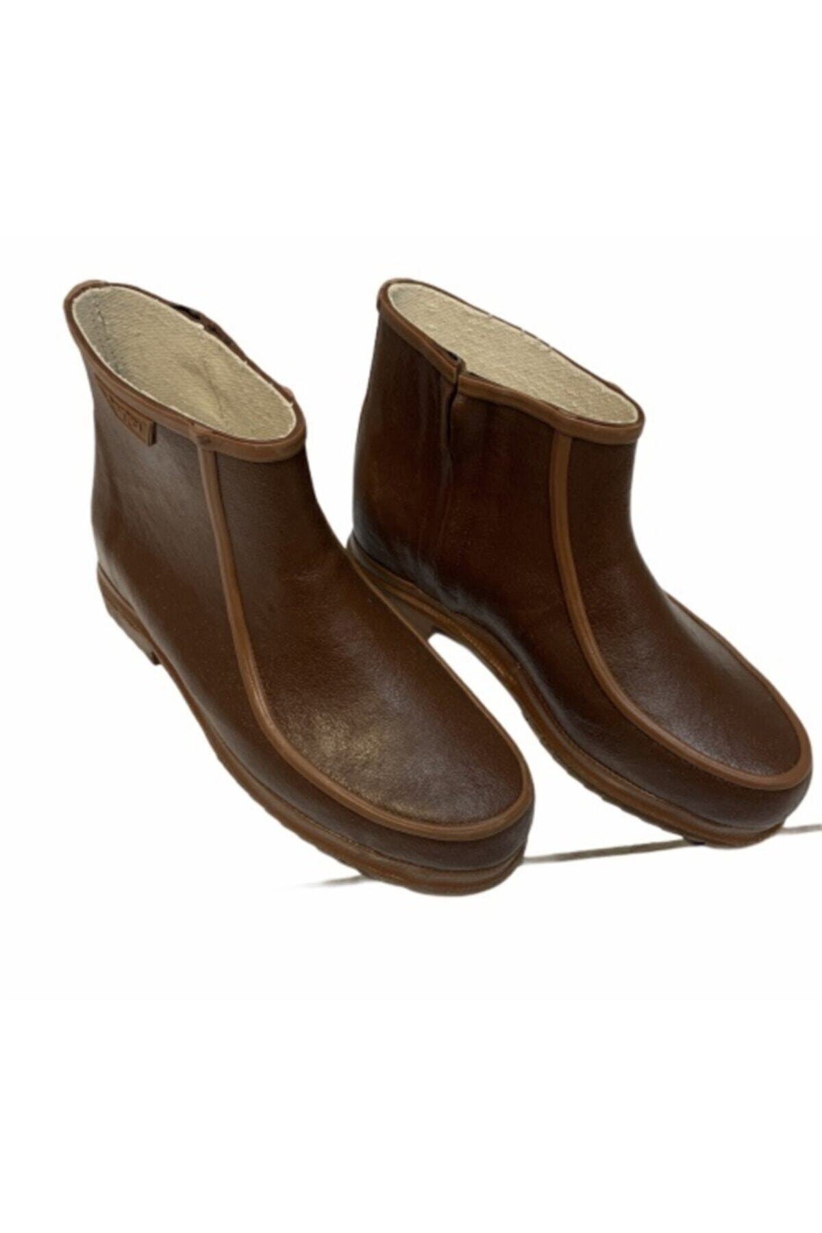 Derby Erkek Turuncu Hakiki Kauçuk Su Geçirmez İçi Astarlı Kısa Fermuarlı Kar Botu