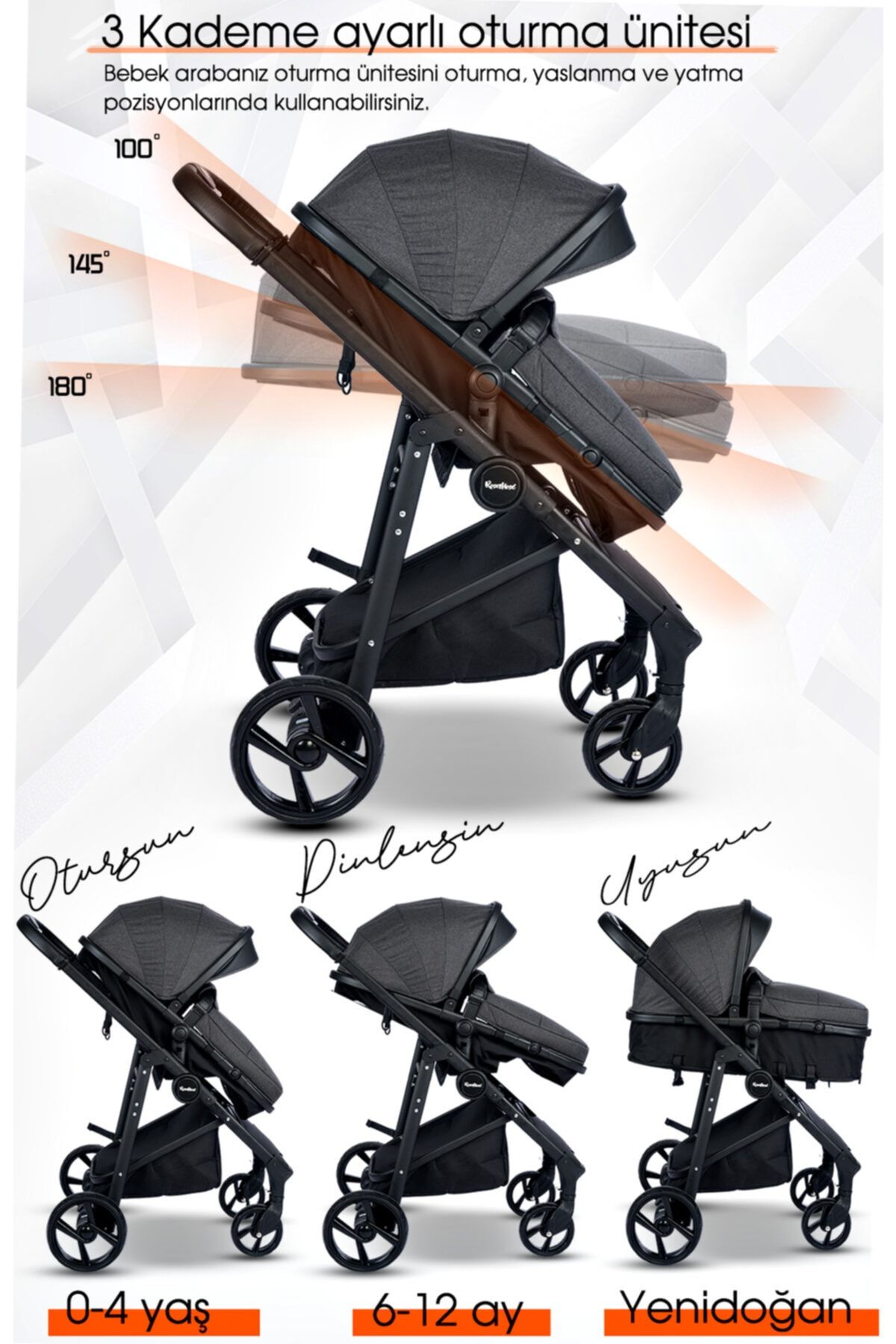 ROSE MOSE 605 Canopy Çift Yönlü Travel Sistem Bebek Arabası Puset Yeni Doğan Set SN11319