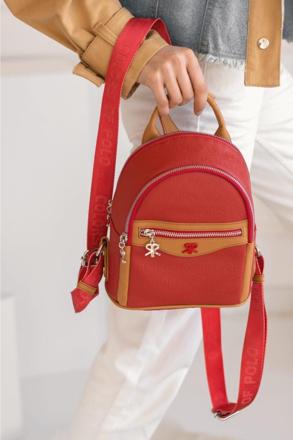 Small red backpack discount purse