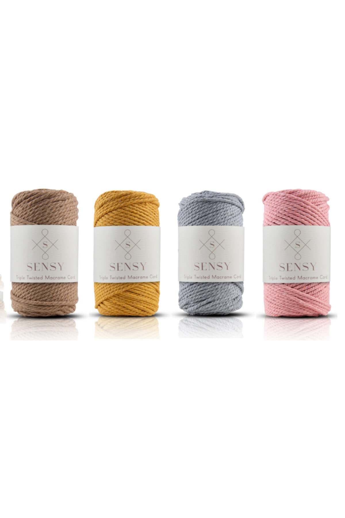 Premium 3 Twist Rope 3mm Scanned Macrome Rope Rope Set of 4 Milky Brown-mustard-light Gray-salmon