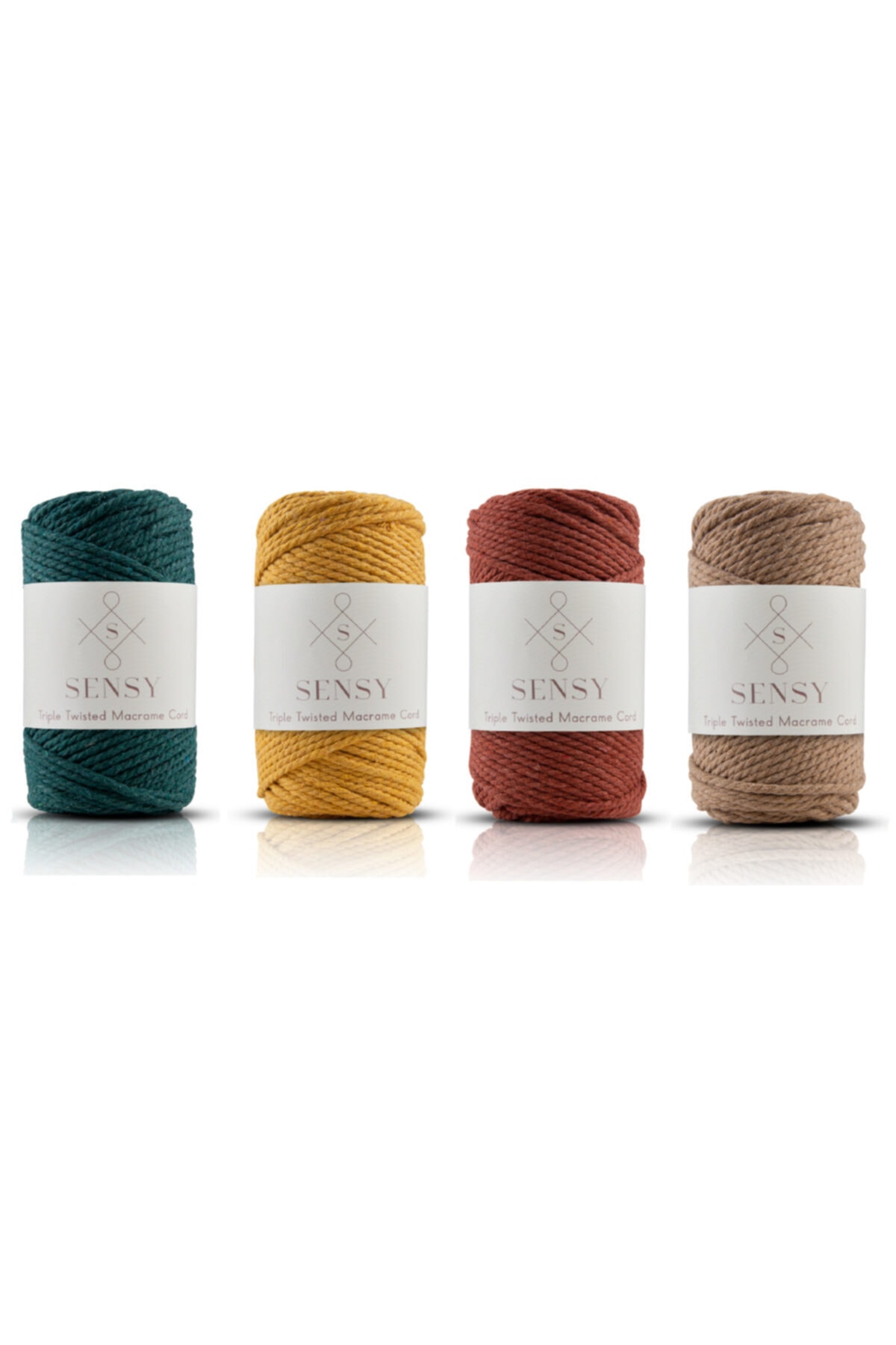 Premium 3mm Three Twist Scanned Macrome Rope Rope Set of 4 Nefti Green-mustard-tile-milk Coffee