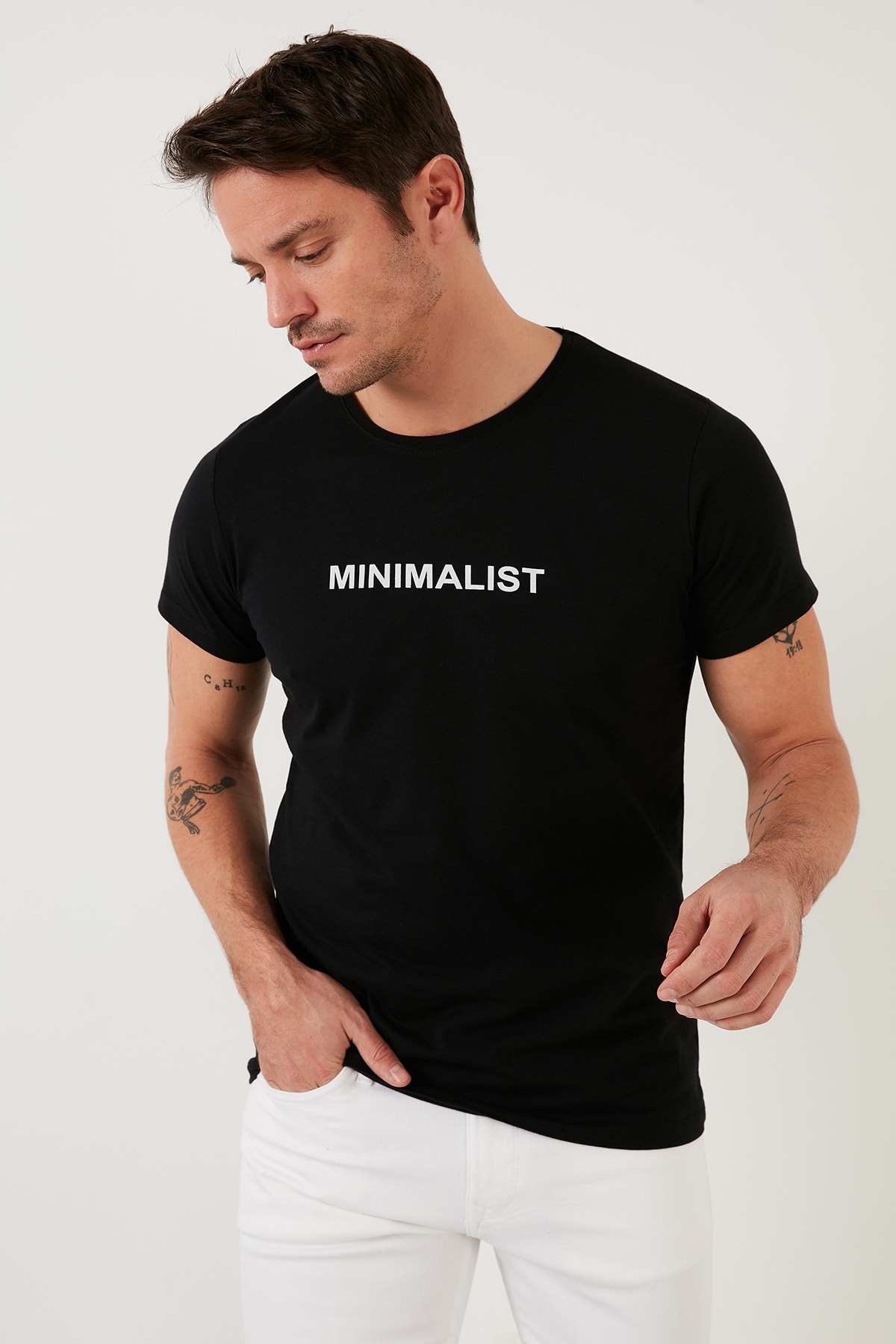 تیشرت مردانه مشکی بوراتی | 541MINIMALIST اورجینال - تصویر 4