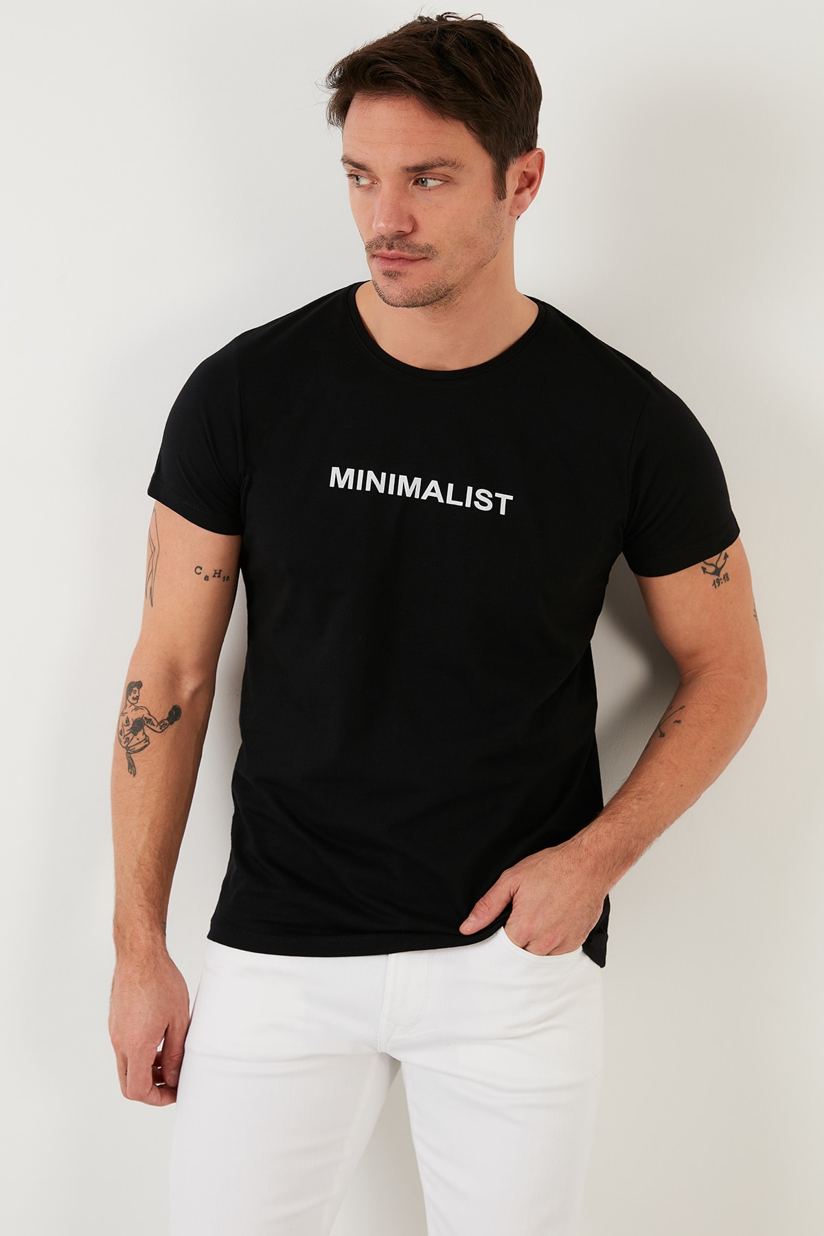 تیشرت مردانه مشکی بوراتی | 541MINIMALIST اورجینال - تصویر 7