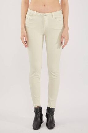 Kadın Skinny Fit Paçası Kesik Jean Pantolon Taş C11676