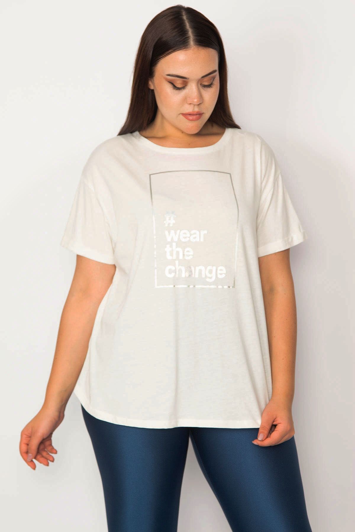 Şans Große Größen in Bluse Ecru Relaxed Fit Fast ausverkauft