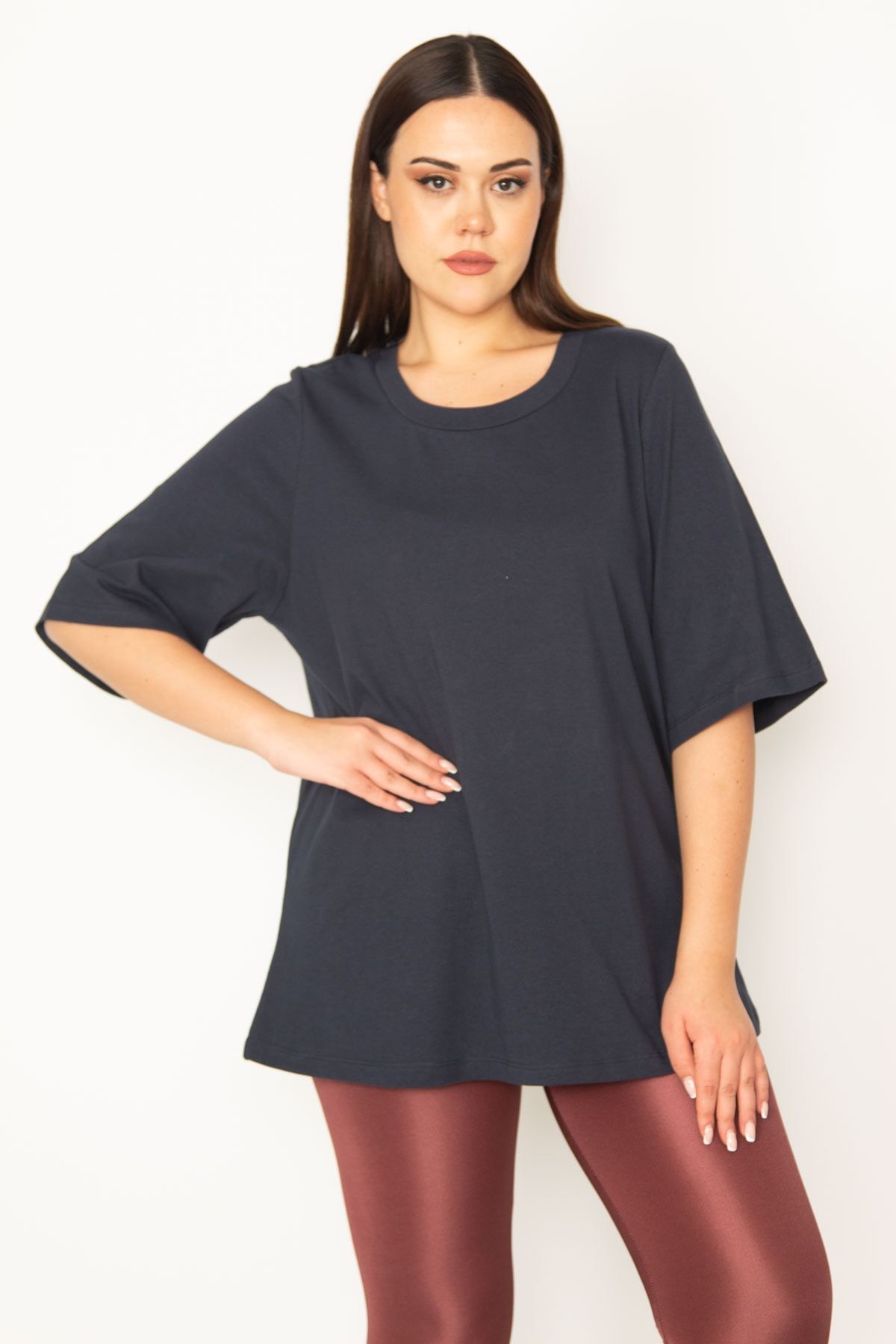 Şans Große Größen in Bluse Dunkelblau Relaxed Fit Fast ausverkauft