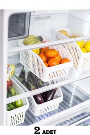 Buzdolabı Geniş Dolap Içi Düzenleyici Meyve Sebze Yeşillik Organizeri Beyaz 2'li DNZGST02B