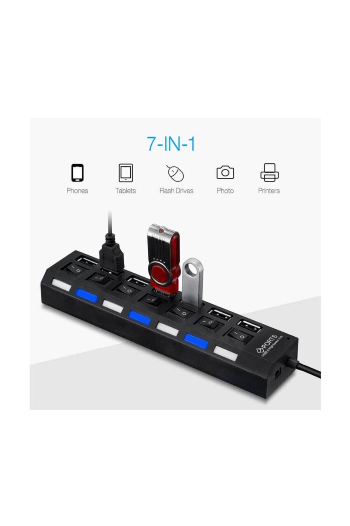 WOZLO-7 Port Usb Hub Multiplexer With On / Off Button Illuminated 6