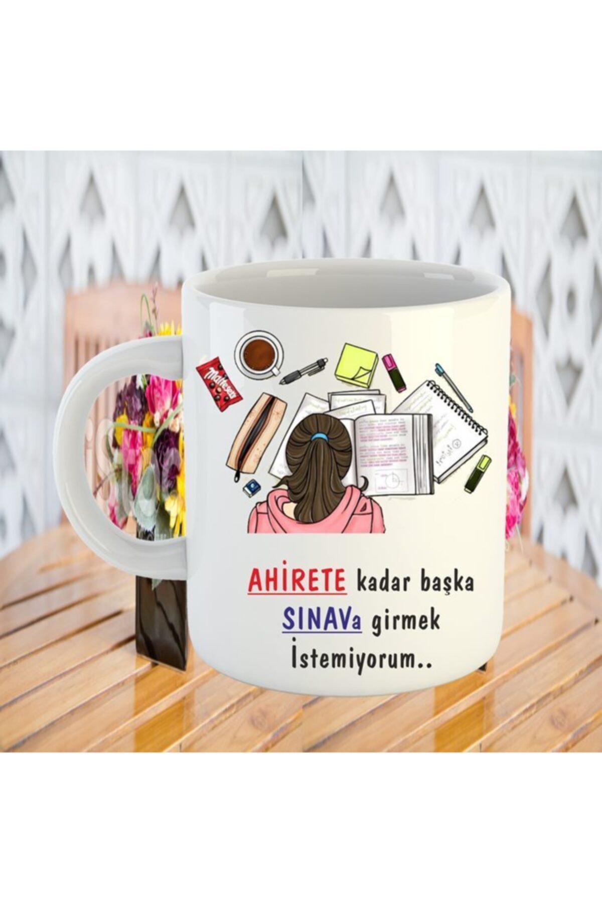 I Don't Want to Take Another Exam Until the Hereafter Mug + Daisy Necklace