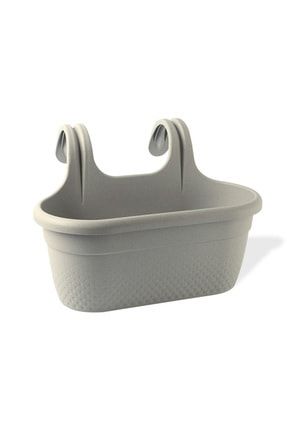 6.2 Litre Bej Askılı Inci Balkon Saksı Plastik Krem Inci Dış Mekan Saksısı 37x27.5x26cm TXINCIBALKON
