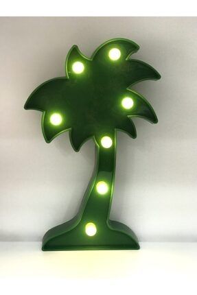 Palmiye Işıklı Pilli Masa Üstü Süs Lamba Yeşil 02