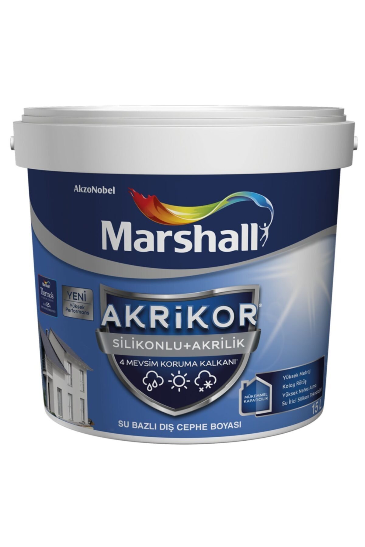 Marshall Akrikor Silikonlu Akrilik Dış Cephe Boyası 2.5lt/3.5kg-tüm Renkler 4 Mevsim Koruma Sağlar