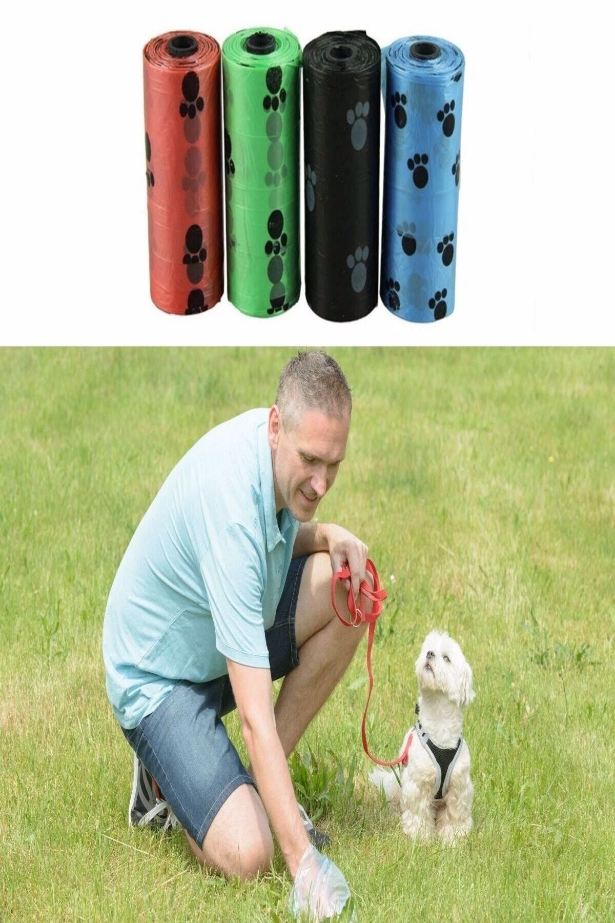 Buffer-Washable Practical Feather and Dust Collection Roller Paw Pattern Cat Dog Poop Bag 5
