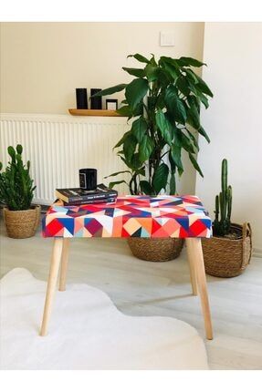 Gürgen Retro Ahşap Ayaklı Handmade Renkli Puf Bench Koltuk Sandalye wp40renk