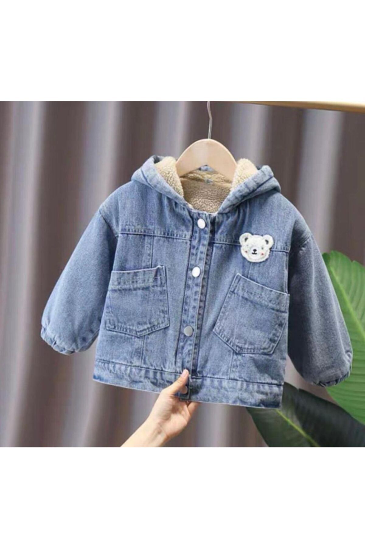 Denim jacket with fur hoodie hot sale