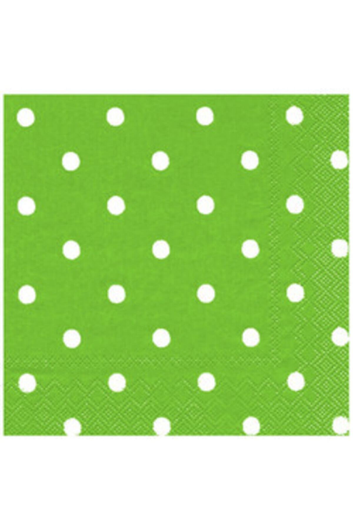 Roll-Up-Green Polka Dot Paper Napkin 1