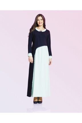 Kadın Lacivert Asimetrik Detaylı Uzun Kollu Hamile Elbise 3248_L