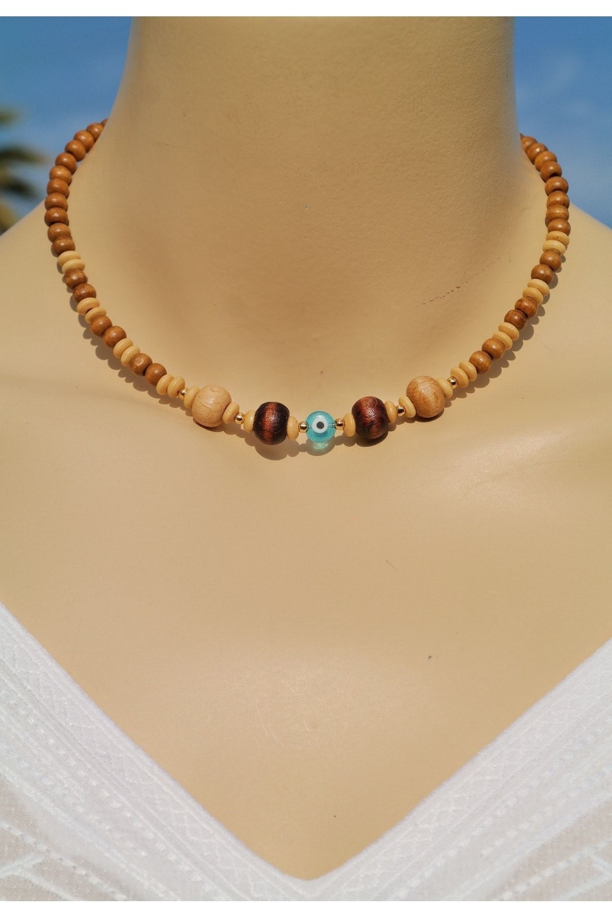 Brown bead necklace hotsell