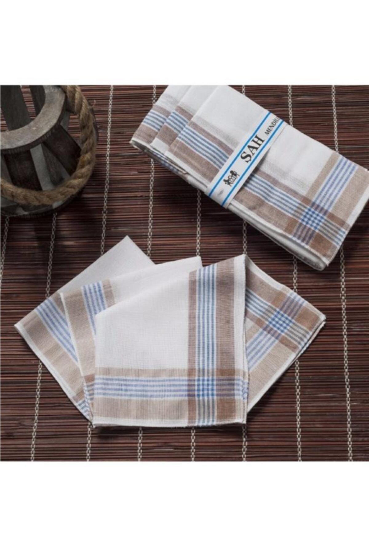 Şah 30x30 Cm Bir Düzine 12 Adet Mendil Şah Kahve 2