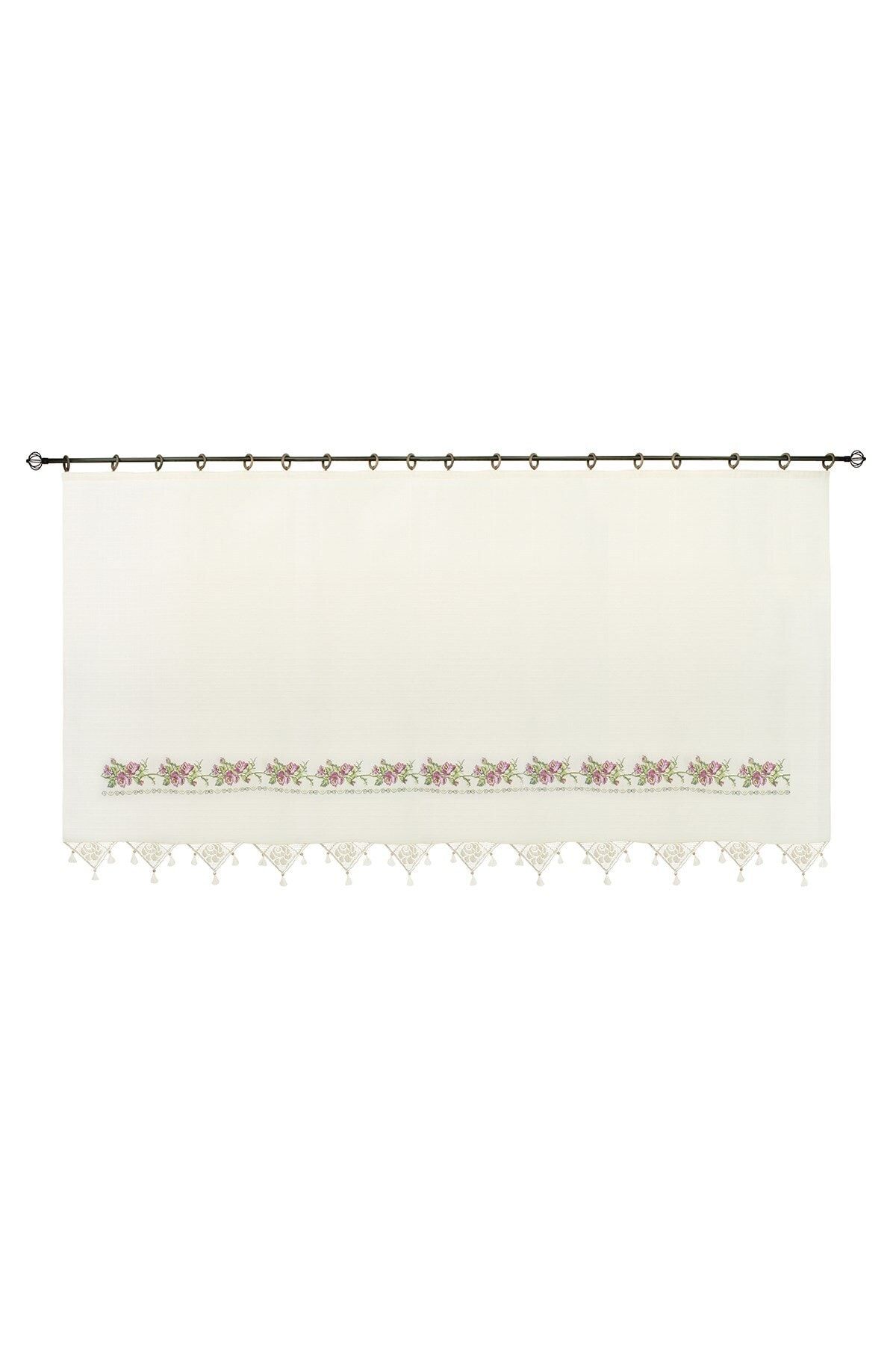 Bedinn-Perdeau Natural 300x185 Cm Liliac Cusă în Cruce 1
