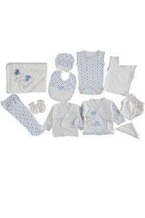 Erkek Bebek Mavi Chery Nakışlı 10'lu Hastane Çıkış Set 97