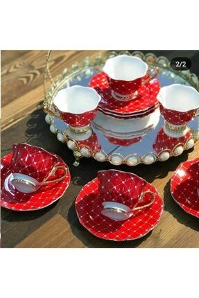 Kokosh Home Kırmızı ,şık Porselen Türk Kahvesi Fincan Takımı,kahve Seti 385874339