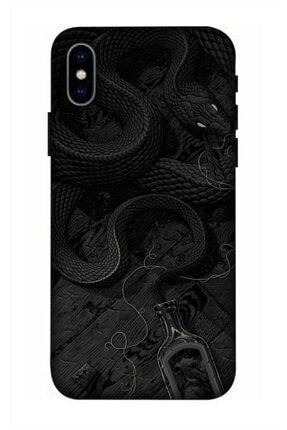 Black Snake Desenli Baskılı Apple Iphone X Kılıf Silikon iphone x Kılıf yy009