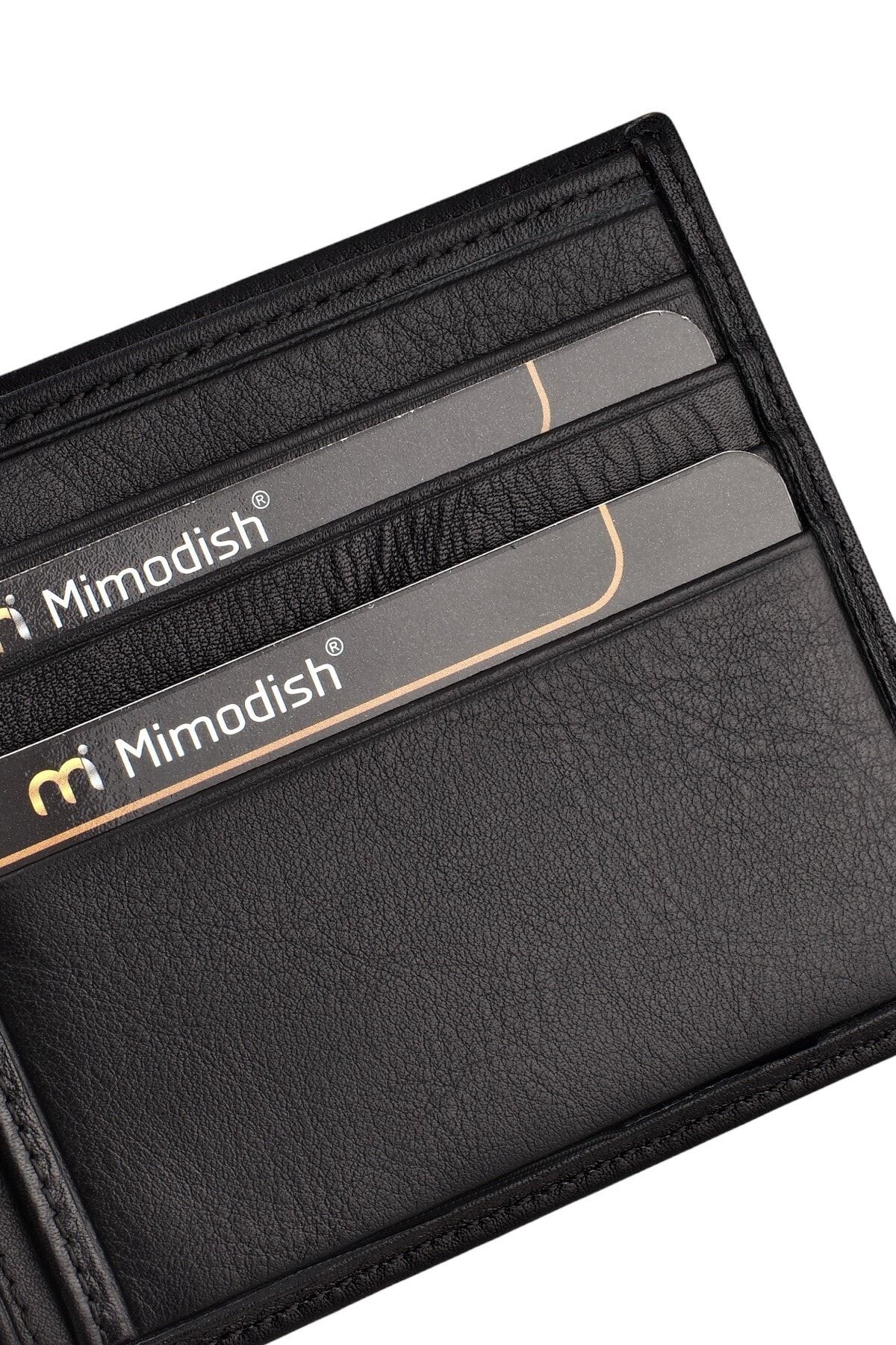 Mimodish Hakiki Deri Yatay Siyah Lüks Erkek Cüzdan IV8403