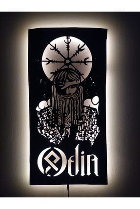Odin Led Işıklı Tablo Ahşap Duvar Dekoru lcttbl083