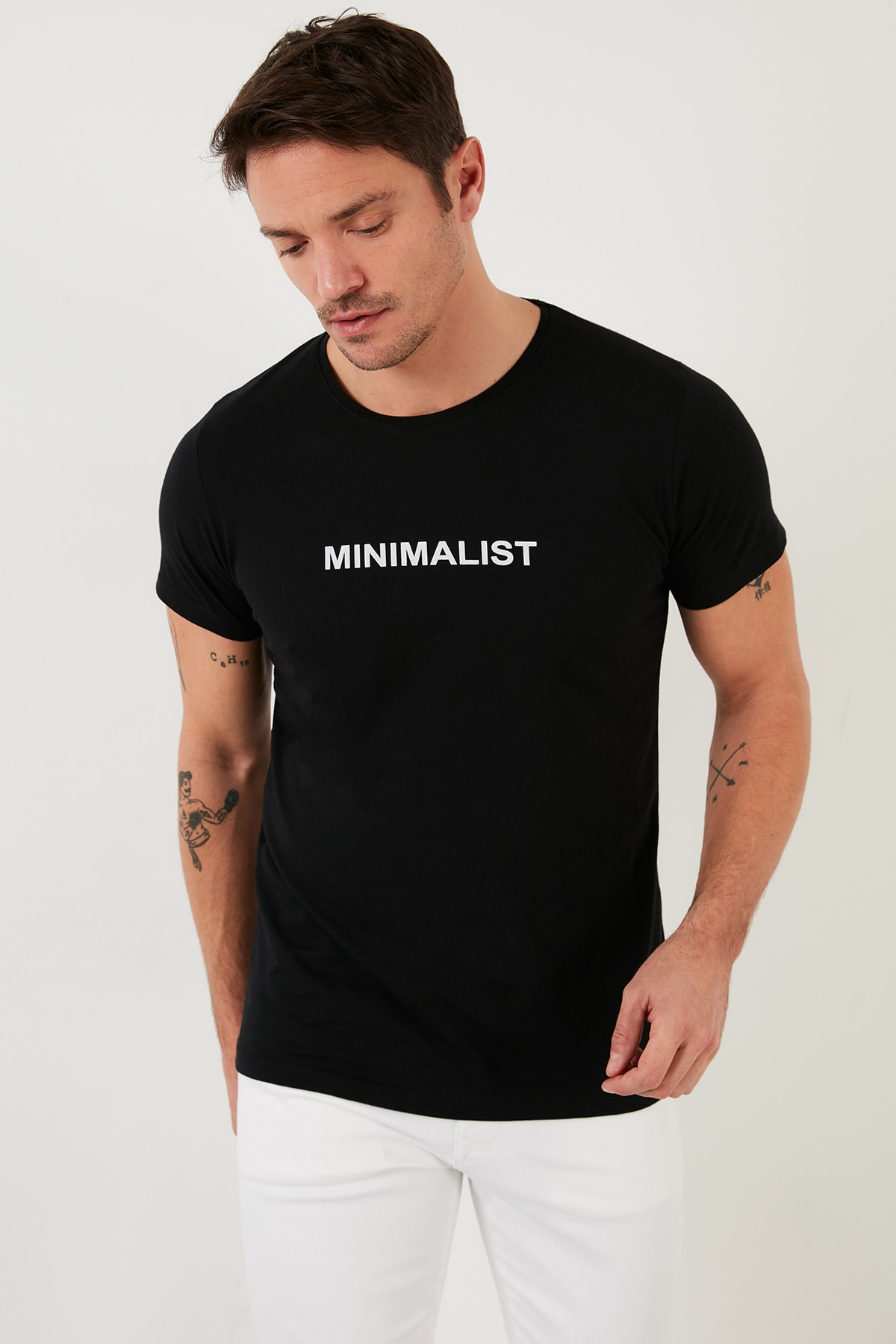 تیشرت مردانه مشکی بوراتی | 541MINIMALIST اورجینال - تصویر 6